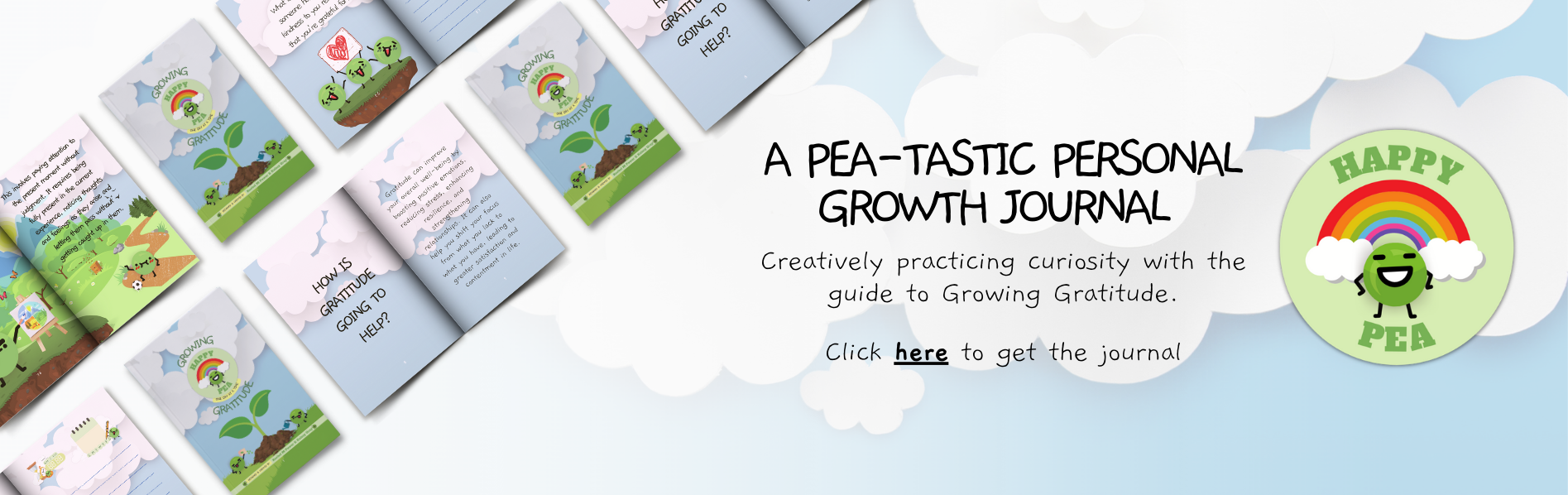 The Happy Pea: Growing Gratitude one day at a time: mental health, pocket journal, notepads, journaling