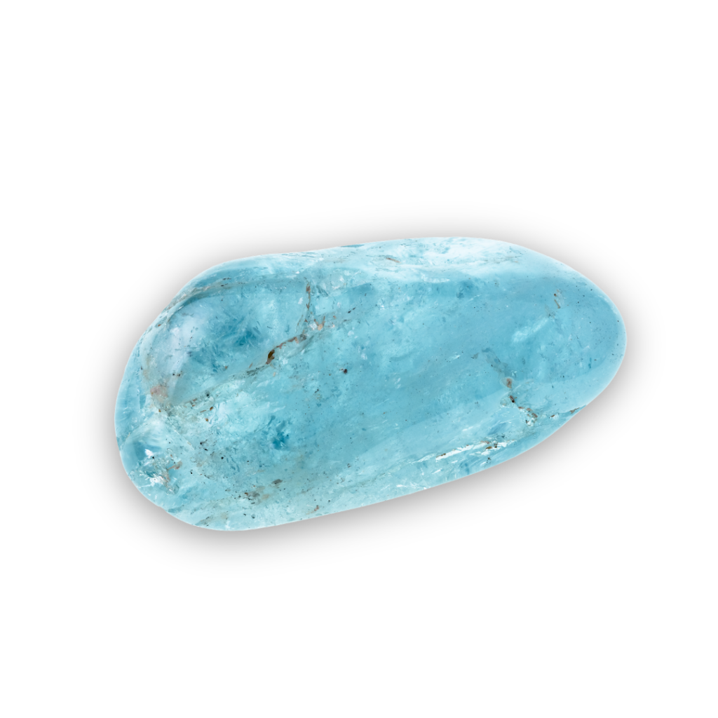 Light blue Aquamarine crystal associated with clarity, honest communication and emotional balance.