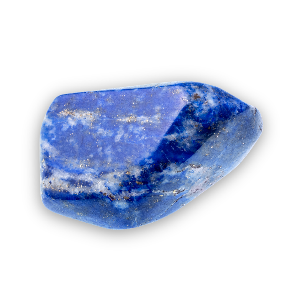 Deep blue Lapis Lazuli crystal associated with wisdom, intuition, truth and the Third Eye Chakra.