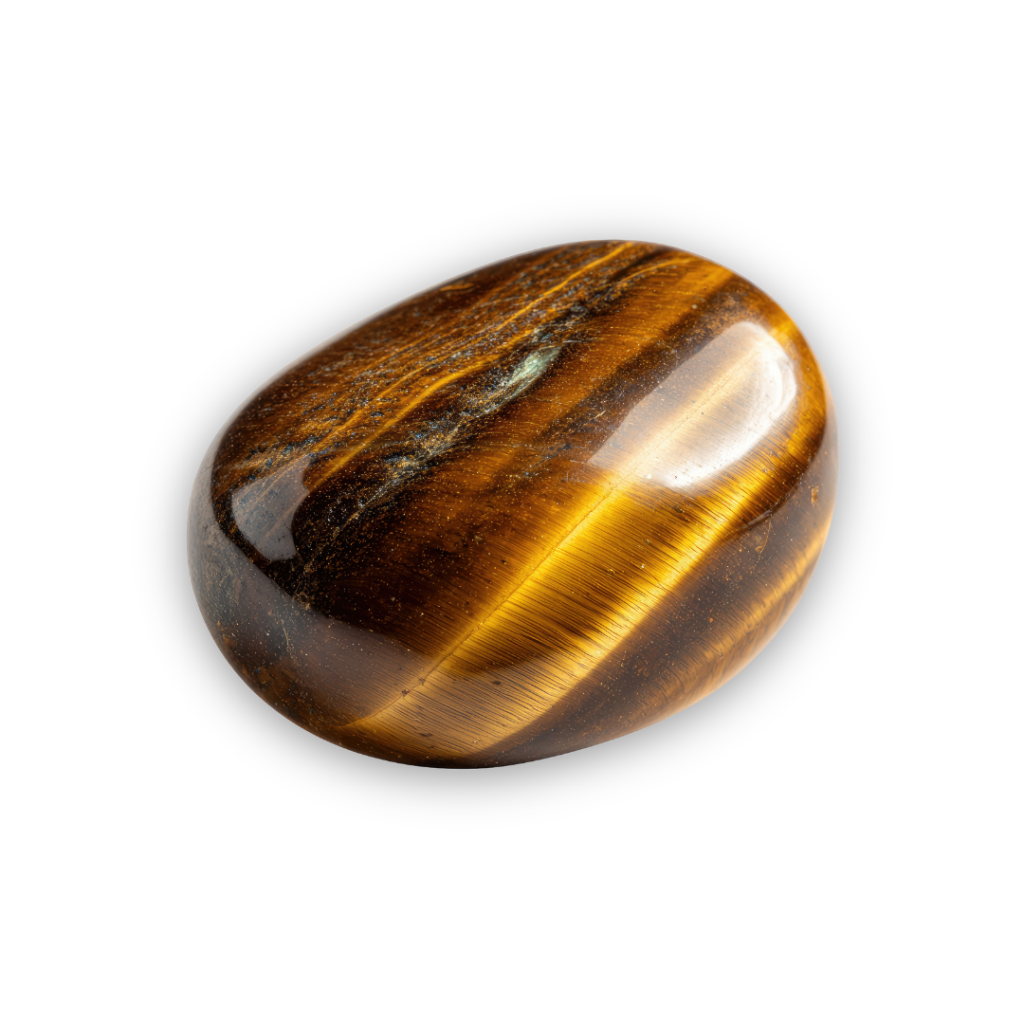 Polished Tiger's Eye crystal with golden brown bands associated with confidence, courage and personal empowerment.