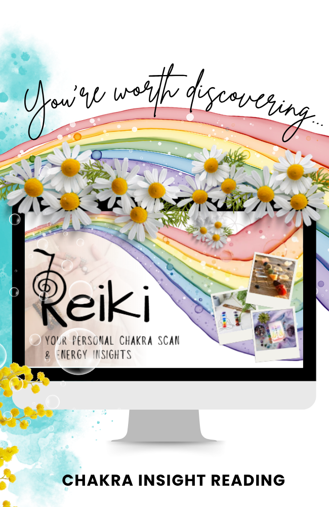 Digital chakra insight reading and energy scan service showing chakra-focused wellbeing reports and personalised energetic reflections.
