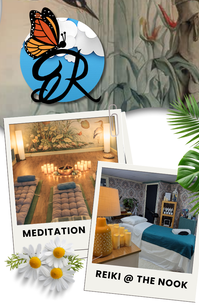 Meditation classes and Reiki treatments at The Nook Studios in Tewkesbury featuring calming wellbeing spaces and holistic therapies.